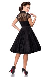 Belsira Damen Retro Vintage Kleid Spitzenkleid Rockabilly Sommerkleid 50s 60s Partykleid, Größe:S, Farbe:Schwarz