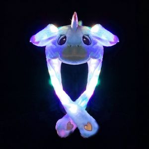 Wackelohrmütze mit LED und beweglichen Ohren Plüschkostüm für Kinder Erwachsene Tier Plüschtier Mütze (blaues Nilpferd)