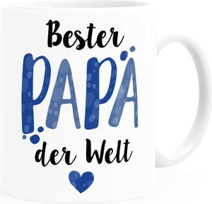 Kaffee-Tasse Beste Mama/Bester Papa der Welt Herz Geschenk für Eltern Vater Mutter Muttertag Vatertag Moonworks® Papa 1 weiß Keramik-Tasse