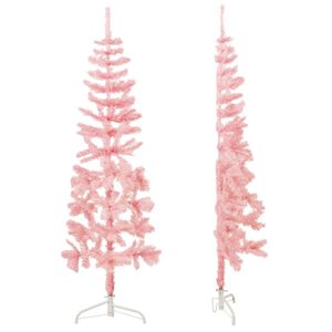 vidaXL Künstlicher Halb-Weihnachtsbaum mit Ständer Schlank Rosa 120 cm