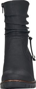 Rieker Damen Stiefelette Kordel Blockabsatz Warmfutter Kurzstiefel Y2591, Größe:39 EU, Farbe:Schwarz