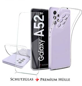 Für Samsung Galaxy A52 5G Silikon Transparent Hülle + Panzerglas Echt Glas Display Schutzglas