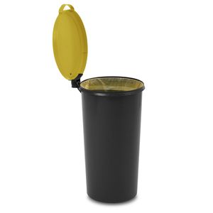 KUEFA VL 60 Liter Müllsackständer mit Scharnierdeckel für den Gelben Sack, Pfandflaschen, Leergut (Gelb)