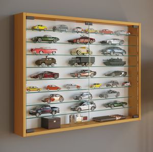 MandosaXXL Glasvitrinen wandhängend 2 Glastüren Buche Nachbildung.