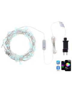 BELIANI LED Lichtervorhang Warm-Weiß PVC 150 cm 144 Lichter RGB Farbwechsel mit App-Steuerung Timer Schalter Outdoor Indoor Smart LED Weihnachtsdeko