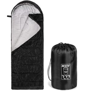 Schlafsack für Camping Outdoor Deckenschlafsack Sommer Wasserdicht Ultraleicht Kleines Packmaß Tragetasche 210x75cm Schwarz
