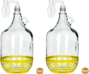 2x 5L Flasche +Gummistopfen + Gärröhrchen Gärballon Set Weinballon Gärbehälter