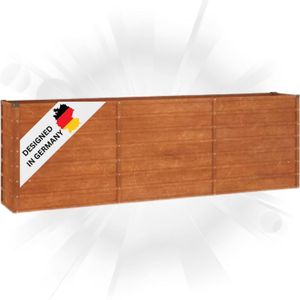 DELUKE® Hochbeet aus Cortenstahl ISAK | unten offen | Pflanzenbeet Gartenbeet Metall Blumenbeet Beet hoch Frühbeet für Garten Gemüsebeet, 240x40x77cm