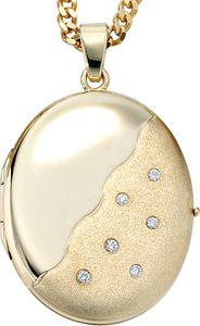 JOBO Medaillon 585 Gold Gelbgold teilmattiert 6 Diamanten Brillanten