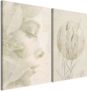 murando - Handart Bilder Set Feminine Kunstdrucke auf Leinwand 40x30cm 2 Teilig je 20x30cm Collage 2er Mehrteiligen Gemälden Vlies Leinwandbild mit Struktur - Helle Farben Porträt a-H-10151-b-a