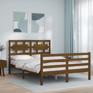 Maison Exclusive Rám postele s čMaison Exclusive medově hnědý 140 x 200 cm masivní dřevo