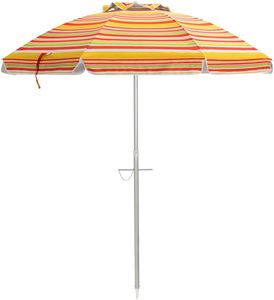 GOPLUS 2M Aluminium Sonnenschirm, Gartenschirm mit Knickmechanismus, 200 cm Strandschirm, für Balkon & Terrasse, 5 mm dick Schirmrippen aus Fiberglas, mit Tragetasche, Sonnenschutz UV 50+