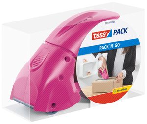 tesa Paketklebeband Abroller Pack' n' Go - Packbandabroller - Pink - tesapack