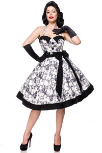 Vintage Swing Kleid mit Blumenmuster Schwarz/Weiß L