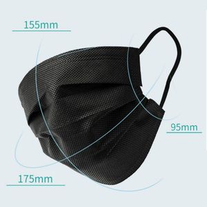 50 Stück schwarze MaskeMundschutzmaske 3-lagiger Einwegmasken Atemschutz