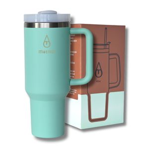 Motivai® Tumbler - 40oz - Thermobecher mit Griff und Strohhalm - Edelstahlbecher - Travel Cup - Trinkbecher to go - Thermosflasche - Türkis