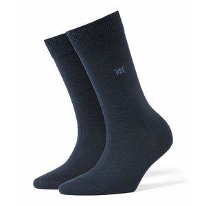 Burlington Damen Socken BLOOMSBURY - Schurwolle, Uni, Logo, One Size, 36-41 Marine