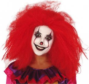Langhaarige Rote Clownsperücke als Kostümaccessoire für Karneval und Halloween