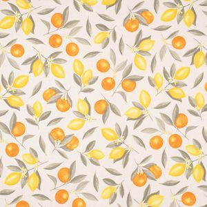 Dekostoff Citrus Fruit Zitronen Orangen weiß gelb orange 1,40m