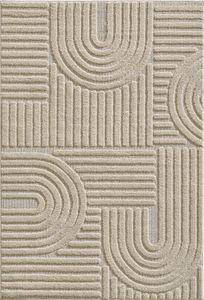 Teppium Hochflor Teppich Wohnzimmer Skandinavische Boho Design 3D Optik Teppich Shaggy Flauschig Weich, Beige, 80 x 150 cm