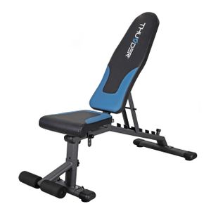 THUNDER® Hantelbank | QUICK | Bis 120kg | Blau | Belastbar | Flachbank & Schrägbank | Trainingsbank | Fitnessbank-für-Zuhause | Bauchtrainer |