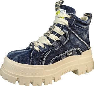Buffalo Damen Ankle Boots/ Schnürboots ASPHA NC MID Blau Textil (stone washed denim) - vegan  Größe: 39