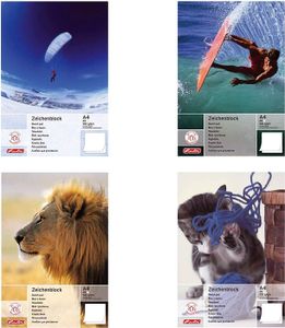 Herlitz Zeichenblock DIN A4 100 g/qm 25 Blatt zufälliges Motiv (1 Stück)