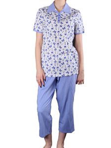 Seidensticker Damen langer Schlafanzug Pyjama Lang - 145873, Größe Damen:38, Farbe:hellblau