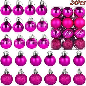 24 Stück Christbaumkugeln, Weihnachtskugeln für Weihnachtsbaum, Bruchsicherer Weihnachtsbaumschmuck, Roserot