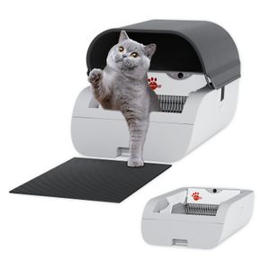 AstroPet selbstreinigende Katzentoilette mit Einklemmschutz und Geruchs-Neutralisierung, Tastensteuerung, viel Platz, kompatibel auch für schwere Katzen