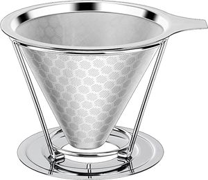 Kaffeefilter Wiederverwendbar,Kaffeefilter aus Edelstahl mit abnehmbarem Ständer Papierloser Kaffeefilter zur Herstellung von manuellem Kaffee