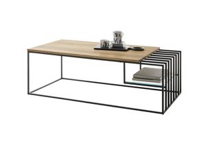Couchtisch Juba - Asteiche massiv und Metall schwarz Wohnzimmer Tisch 110x60 cm
