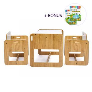 BoomDing Kindertisch mit 2 Stühlen - wunderschöner Kindertisch mit Stühlen nach Monterssori - ermöglicht kindgerechtes Sitzen und hilft bei der Entwicklung