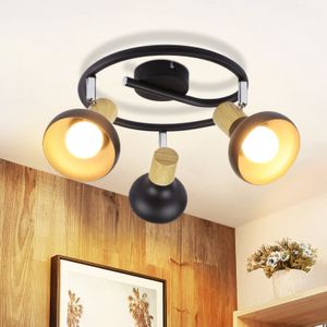 ZMH Deckenstrahler 3 Flammig Deckenleuchte Vintage Deckenlampe Flur Schwarz Deckenspots E14 Industrial Strahler Innen Metall 350°Schwenkbar Spots für Schlafzimmer Wohnzimmer(Ohne Leuchtmittel)