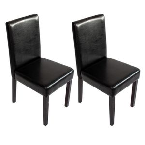 2er-Set Esszimmerstuhl Stuhl Küchenstuhl Littau  Kunstleder, schwarz, dunkle Beine