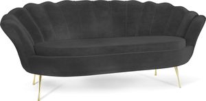 Samt Muschel Sofa mit Golden oder Silber Metallbeinen - Weicher 3-Sitzer Couch für Wohnzimmer - Elegant Polstersofa Muschelform - Soft Cloud Set - Golden Beinen - Schwarz