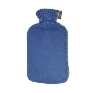 Fashy Wärmflasche 2L mit Rollkragen-Strickbezug und Schlingennaht blau