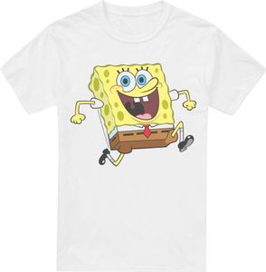 SpongeBob SquarePants - "Running" T-Shirt für Herren TV6818 (L) (Weiß)