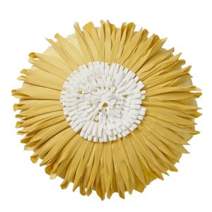 Chrysanthemenform Pillowcase Easy Insertion Velvet Hidden Reißverschluss Wurfkissenbezirk Home Decor-Gelb