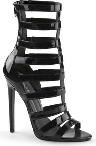 SEXY-52 Pleaser Stilettoabsatz High-Heels Multiriemchen Käfig Sandaletten schwarz Lack