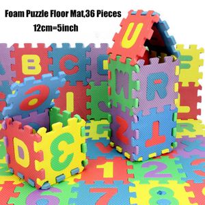 36 Stück Buchstaben und Zahlen Schaumstoff Puzzlematte Krabbeldecke Spielteppich Kindermatte für Spielübungen, 12*12cm