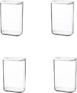 Mepal | Modula Vorratsdose Set – 4 Stück | 2000 ml | transparent/weiß | stapelbar & luftdicht | ideal für frische Lebensmittel