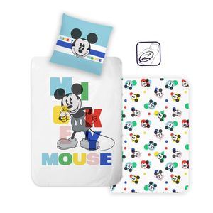 Disney Home Micky Mouse Kinder Wendebettwäsche Set 100% Baumwolle 135x200 cm Kissenbezüge 80x80 cm