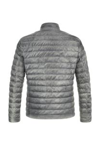 Milestone - Herren Echtleder Lederjacke Steppjacke Lammnappa silber