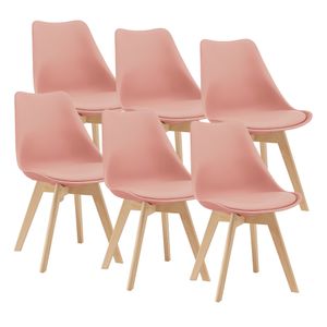 Jídelní židle Dubrovnik 81 x 49 cm sada 6 čalouněných židlí Židle do obývacího pokoje Židle do kuchyněPolyuretanImitace kůže Rosé