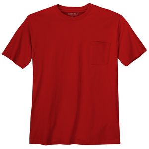 Übergrößen Rundhals Basic T-Shirt Jerry rot Brusttasche Redfield