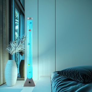 LED Wassersäule, Kunststoff klar, 5x Deko-Fische, H 120 cm