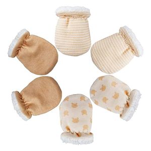 3 Paare Baby Fäustling Handschuhe Warme Babyhändchen Kratzhandschuhe Kratzfäustlinge Uni Babyhandschuhe Baumwolle Fäustlinge für Neugeborene