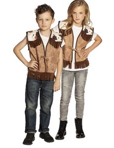 Cowboy-Weste für Kinder Kinderkostüm braun-weiss