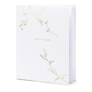 Gästebuch 20x25cm Weiß / Goldene Blätter